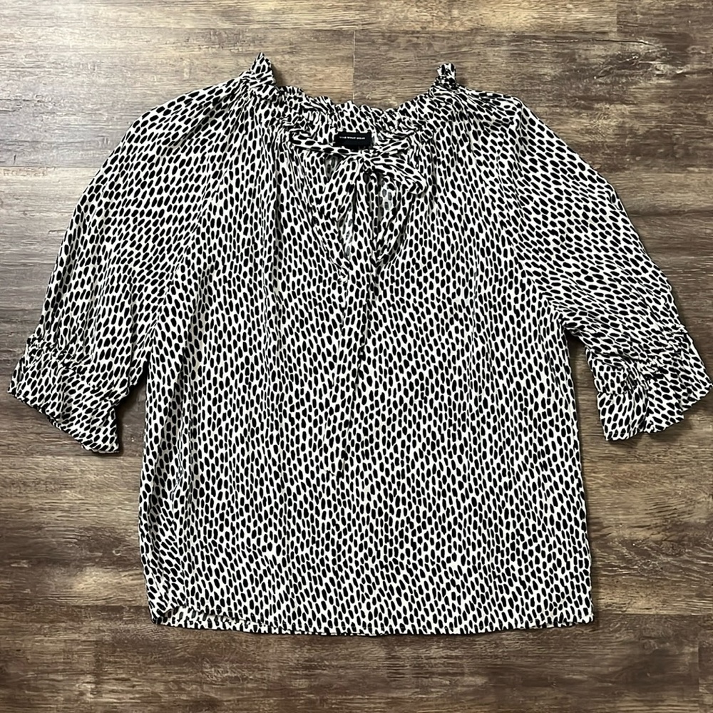 Who What Wear Black and White Printed Top